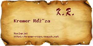 Kremer Róza névjegykártya